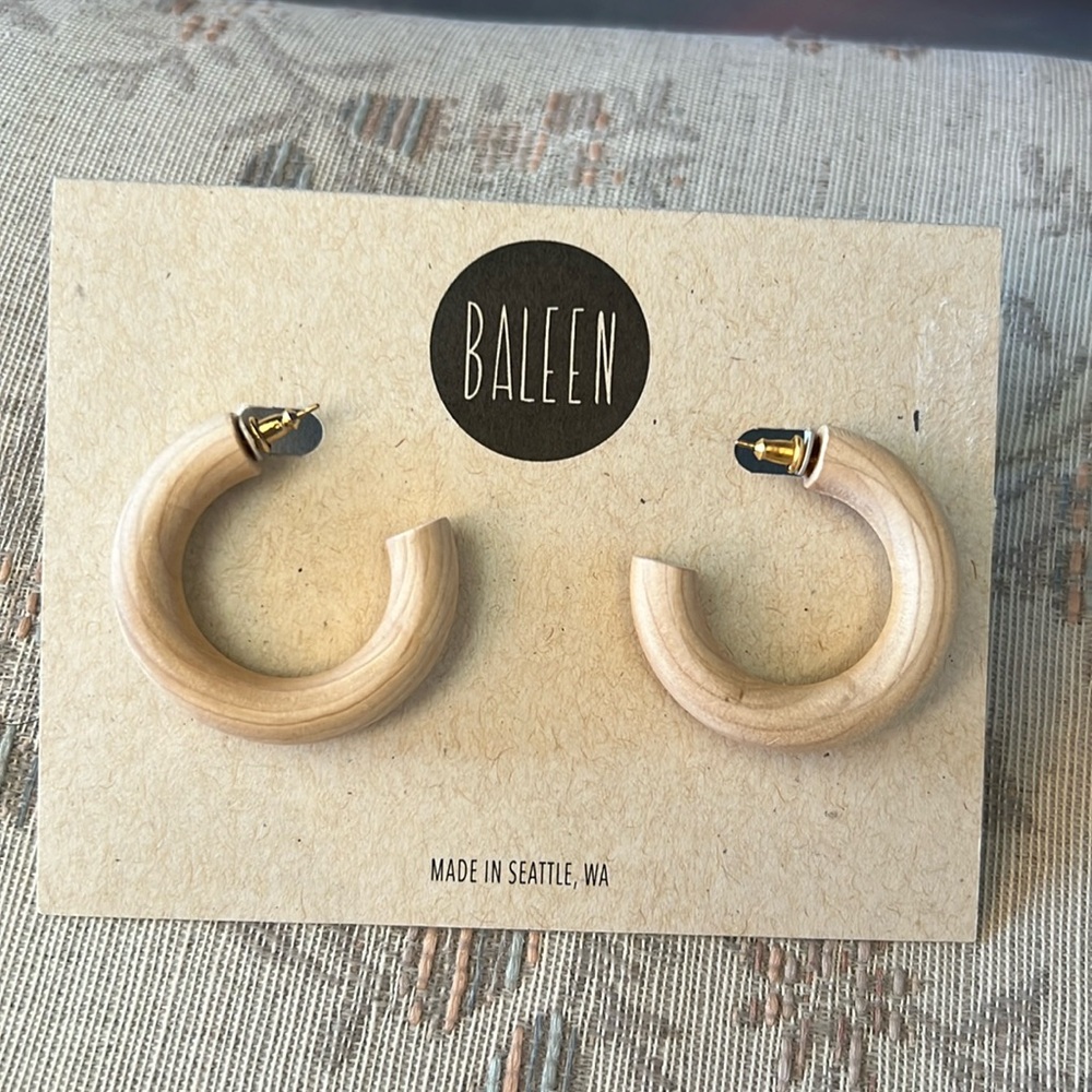 BALEEN made in Seattle, Washington handmade wooden hoop earrings 99% recycled